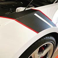 Carbon fiber textured fender hashmark applied.