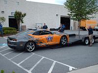 Pace car getting on trailer