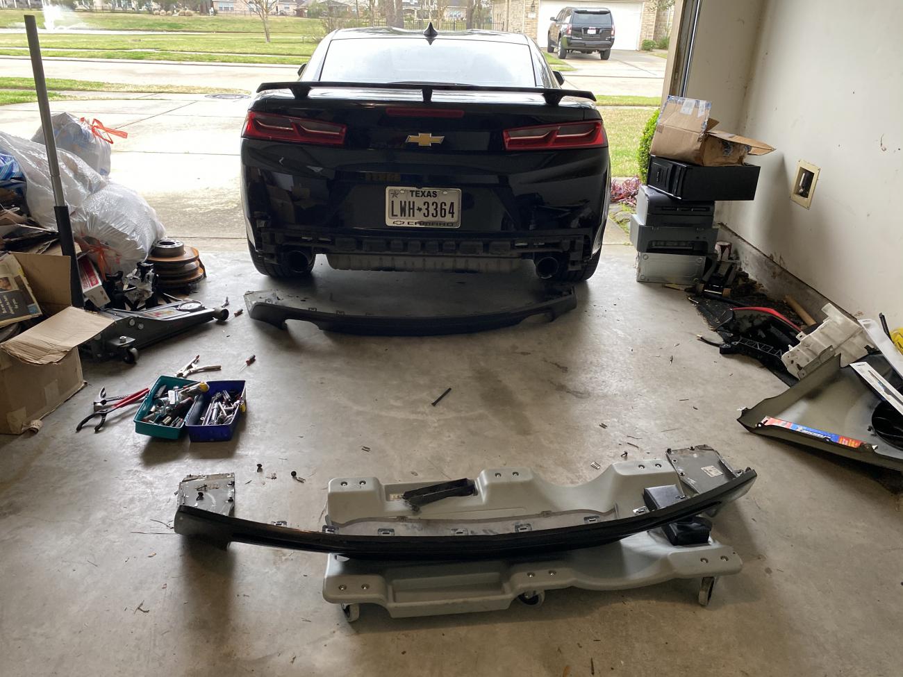 Diffuser taken off the car, quad tip diffuser ready to install