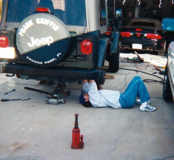 My wife turning wrenches